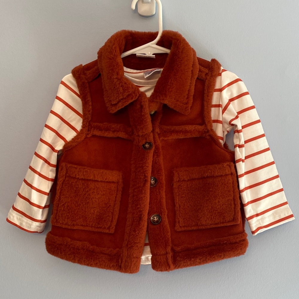 Sparkle In Pink Toddler Girl’s Orange Vest Set